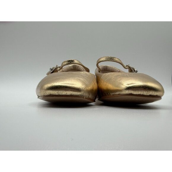 Dolce Vita Reyes Distressed Women Size 6 Gold Leather Mary Jane Ballet Flats - Picture 6 of 14